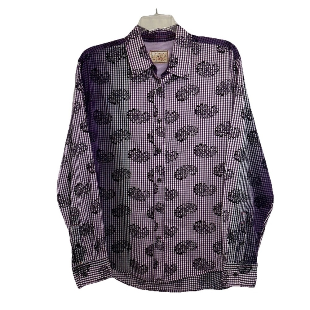 Vintage Italia C.1958 Button Shirt Mens XL Colorful Ambre Cotton Lightweight